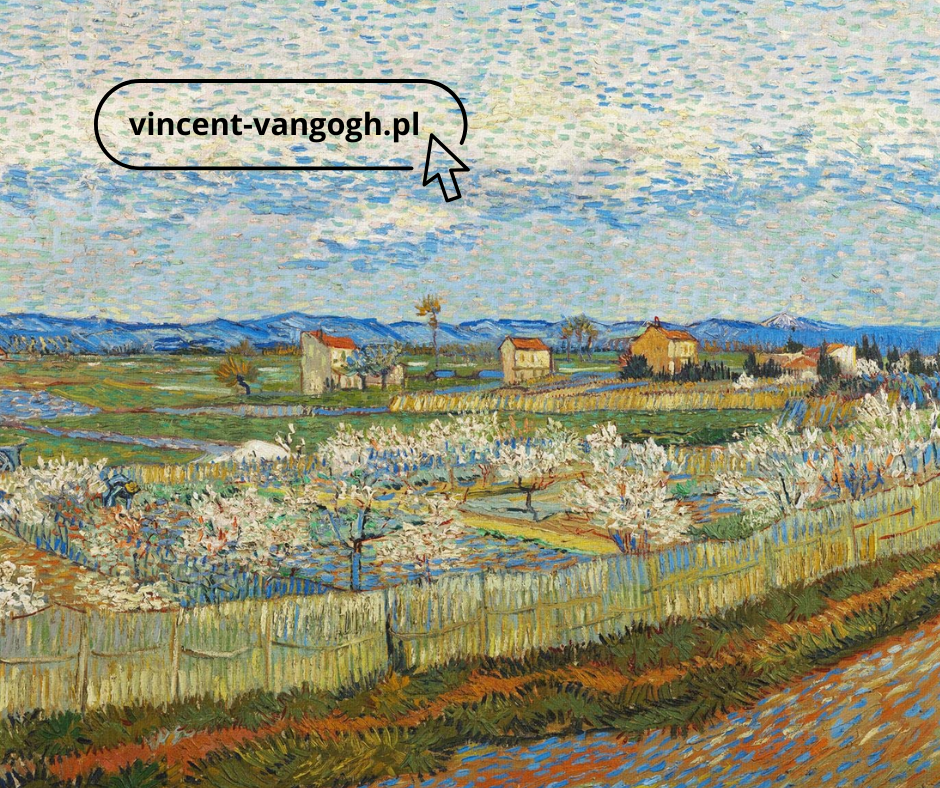 Ogród z kwitnącymi brzoskwiniami” jest jednym z licznych płócien, w których Van Gogh zapisał swoje zauroczenie wiosenną naturą Prowansji