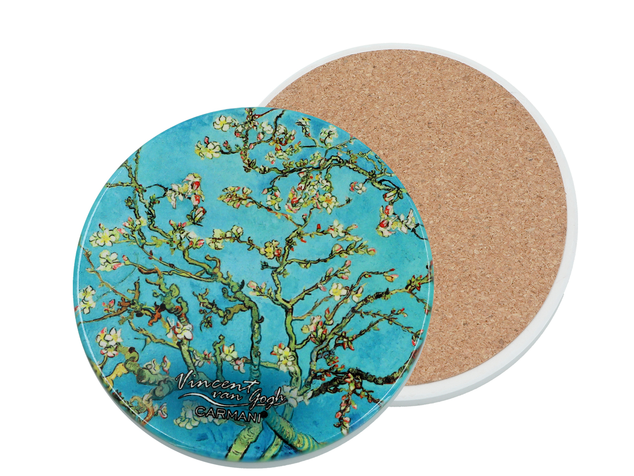 Podkładka ceramiczna, okrągła - V. van Gogh, Kwitnący Migdałowiec (CARMANI)