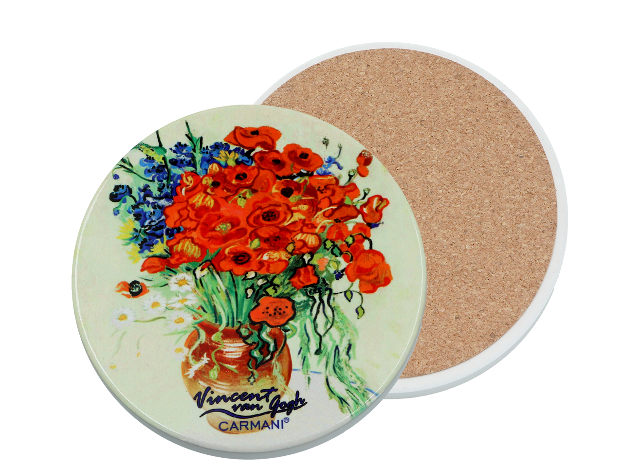 Podkładka ceramiczna, okrągła - V. van Gogh, Maki w wazonie (CARMANI)