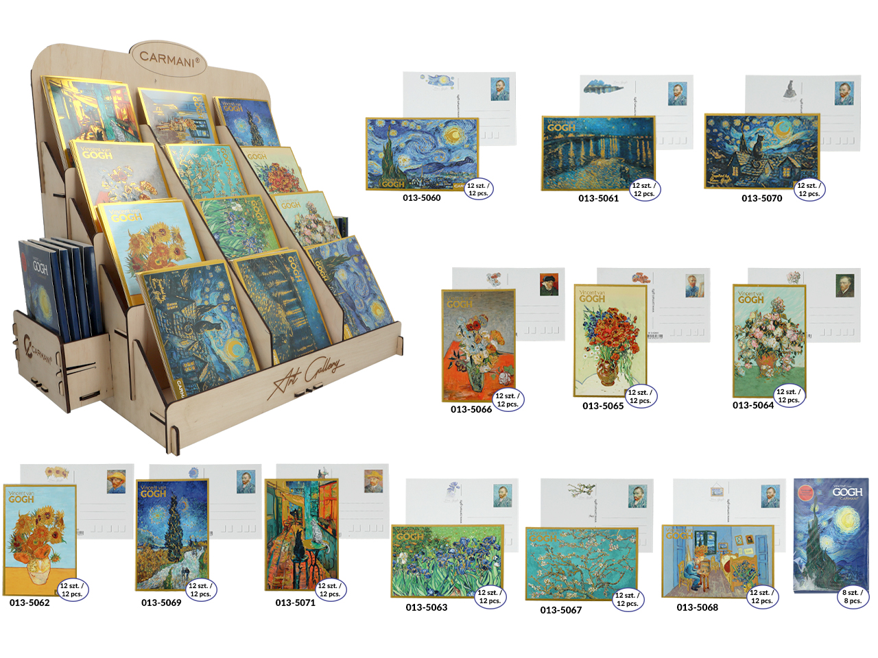 Kpl. 12 pocztówek - V. van Gogh, Kwitnący Migdałowiec (CARMANI) - obrazek 4