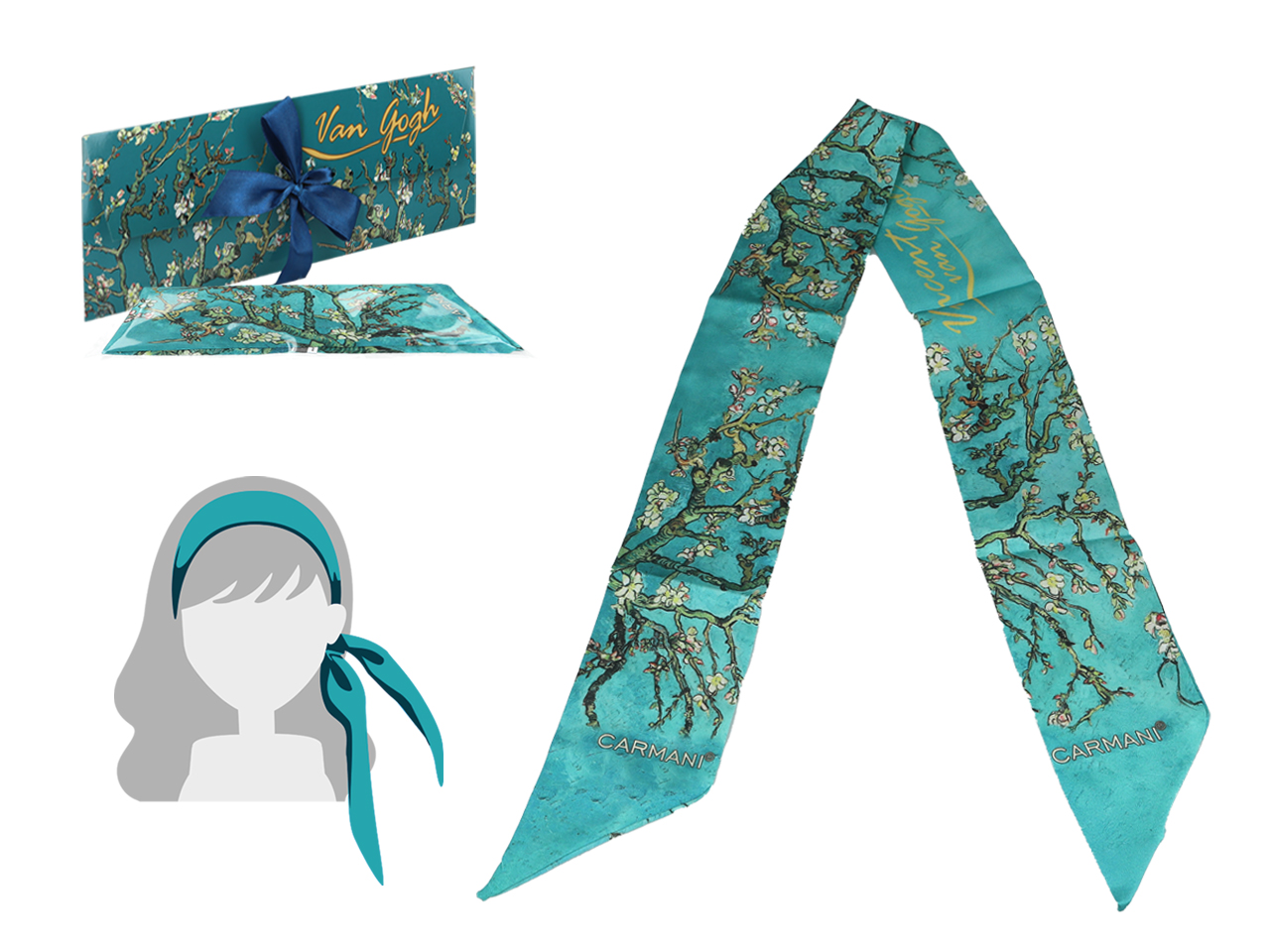 Opaska do włosów - V. van Gogh, Kwitnący Migdałowiec (CARMANI)