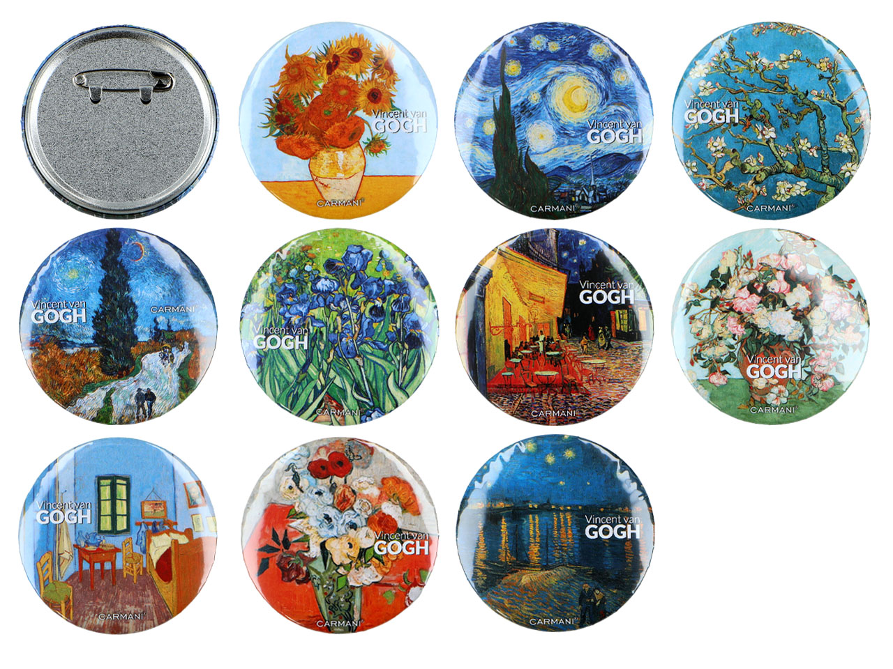 Kpl. 10 przypinek - Mix, V. van Gogh (CARMANI) - obrazek 2