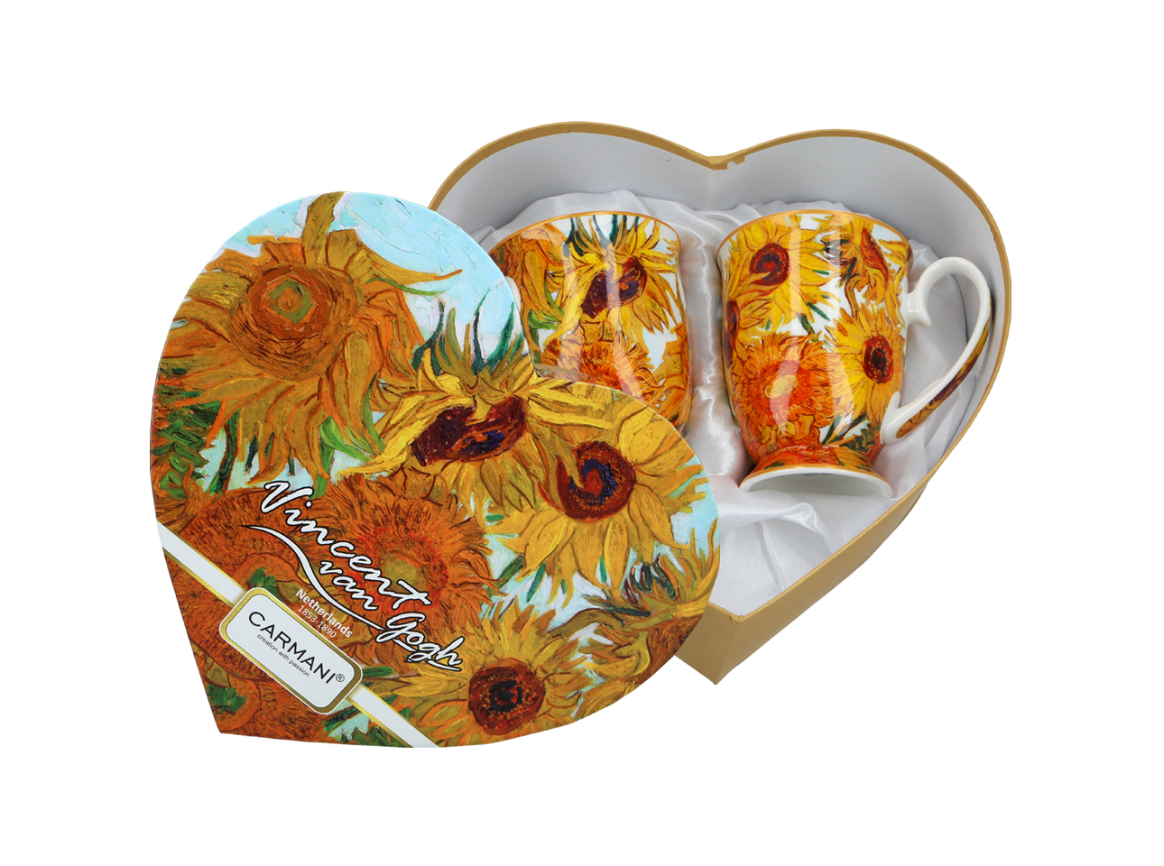 Kpl. 2 kubków w sercu - V. van Gogh, Słoneczniki (CARMANI) - obrazek 3