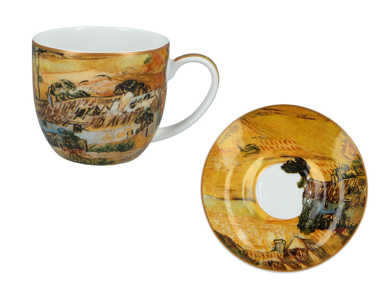 Kpl. 2 filiżanek ze spodkami - V. van Gogh, Chaty kryte strzechą (CARMANI) - obrazek 3